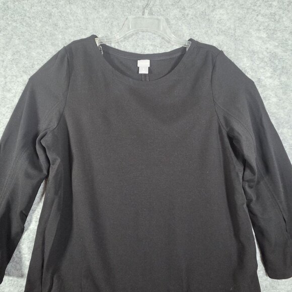 Chico's Knit Top Long Sleeve Scoop Neck Pullover Black Office Women's Size XL - Picture 2 of 8